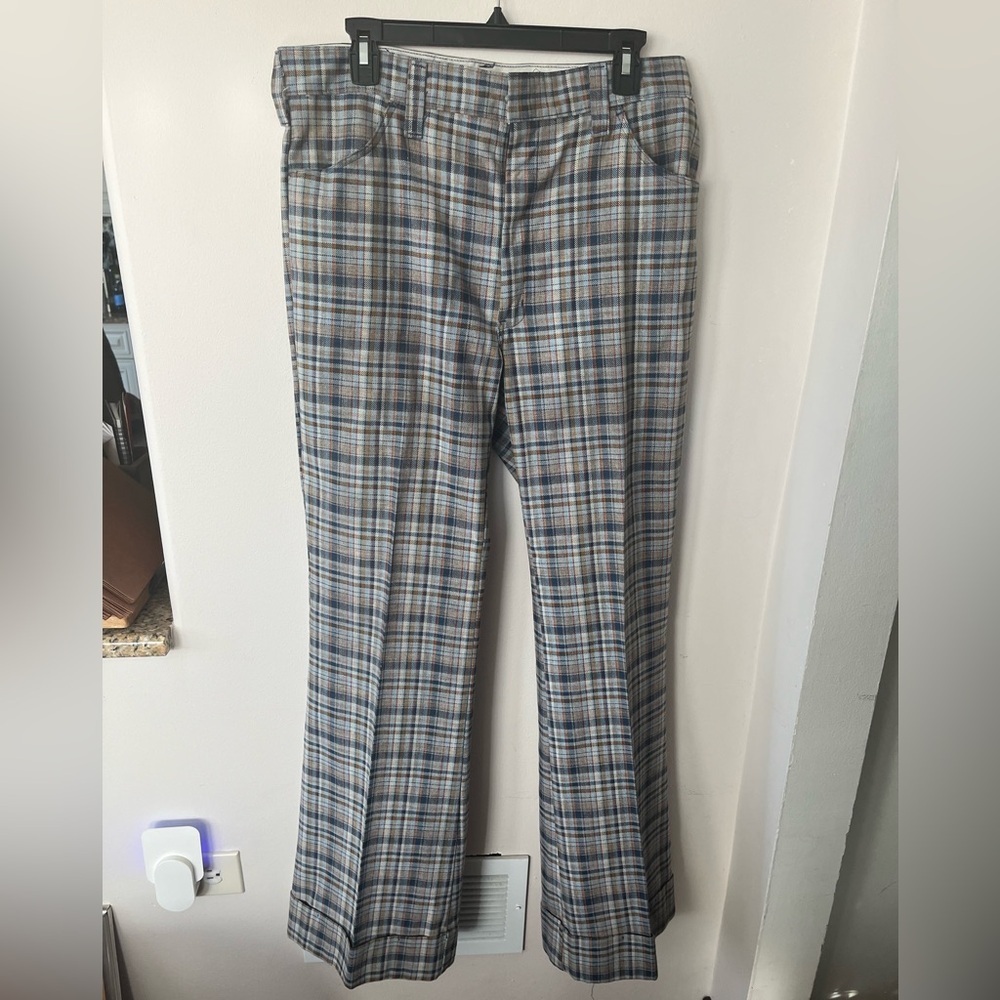 Vintage men’s plaid flair cuffed trousers- Wrangler size 36/34